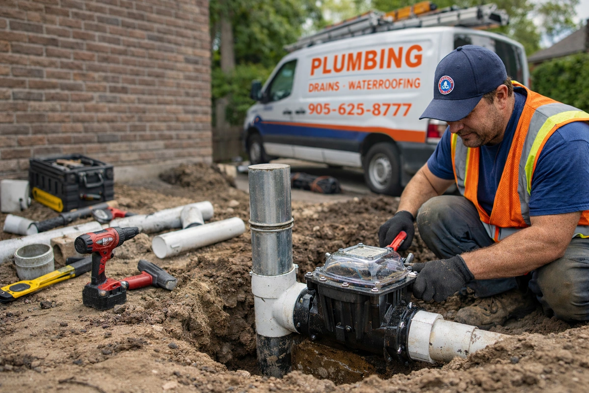 mainline backwater valve installation detail