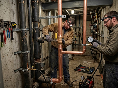 Water riser replacement and testing