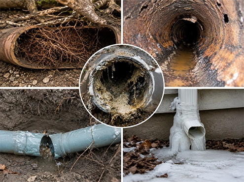 Signs of sewer line damage