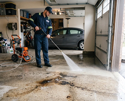 powerwash garage floor