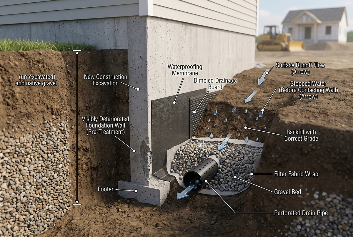 interior french drain vs exterior french drain
