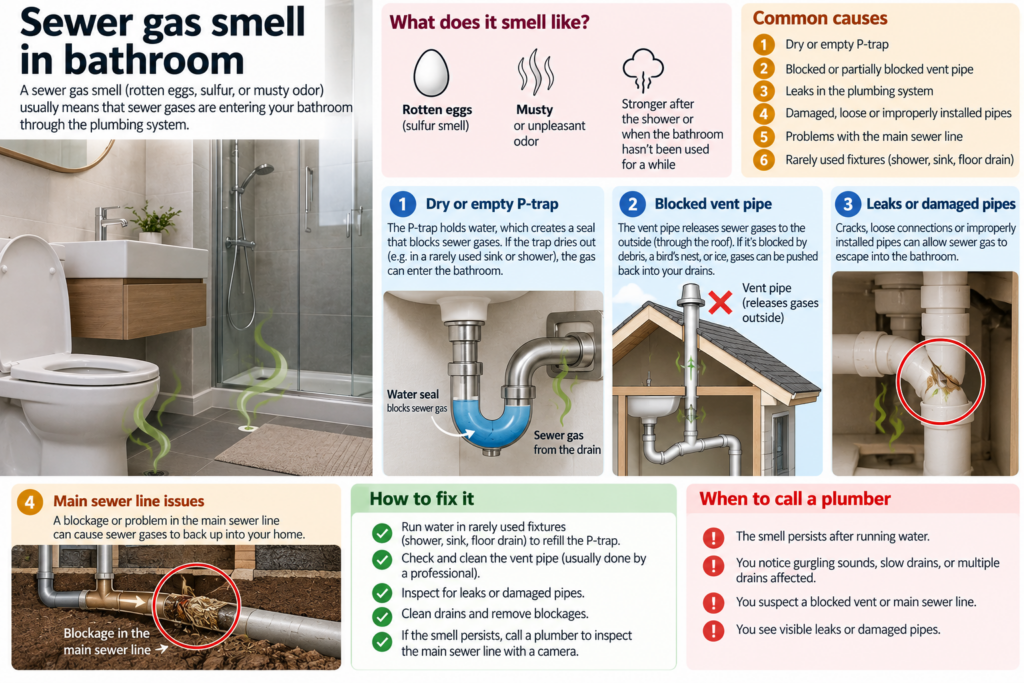 why does my condo bathroom smell like sewer