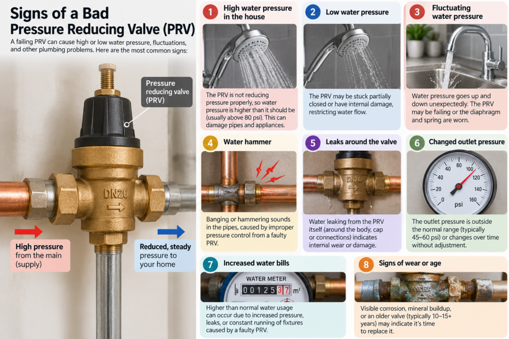 signs of a bad pressure reducing valve
